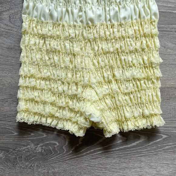 Vtg Yellow Ruffled Bloomer CRUISIN Pettipants Shorts Sz L N-29 Western Coquette - Picture 3 of 8